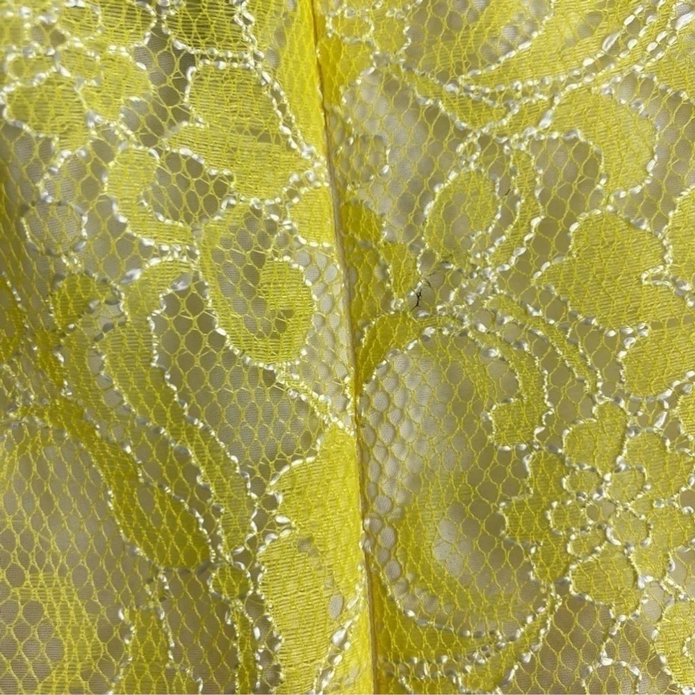 Abs Allen Schwartz Yellow Spring Summer Lace Garden Party Dress Size 2 - Picture 6 of 10